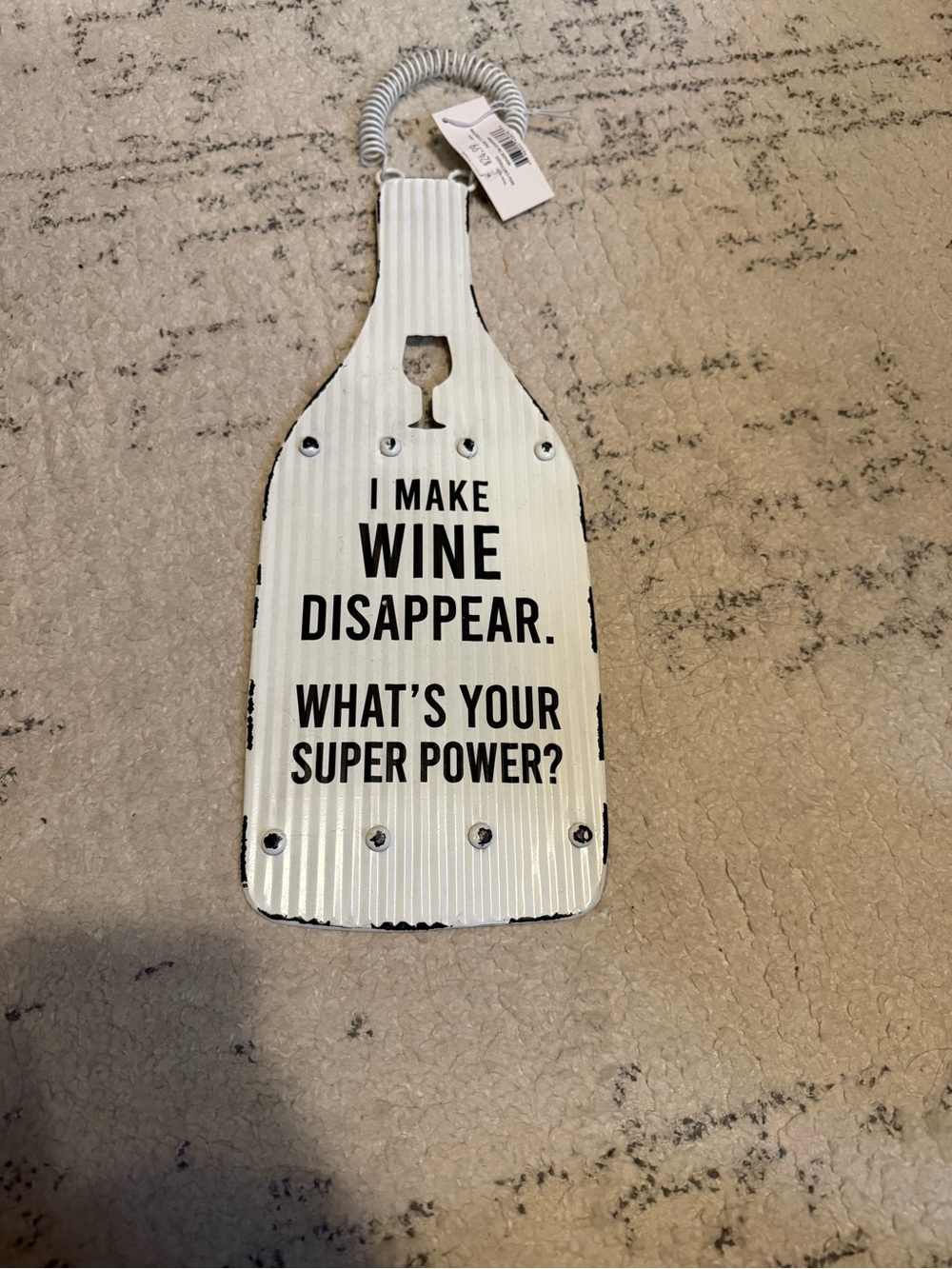 White Wine Bottle Wall Sign - Humorous Home Dining Decor